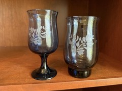 Lot of 10 Pfaltzgraff Yorktowne Etched Blue Footed & Regular Wine Water Glasses