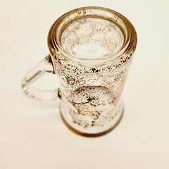 Six 1980’s Italian Lavorato a Mano Barware Tea Handled Glasses 24K Gold Trim