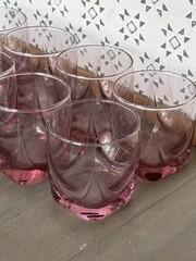 Vintage Libbey IMPERIAL PLUM PINK Old Fashioned Rocks Whiskey Glasses * Set of 8