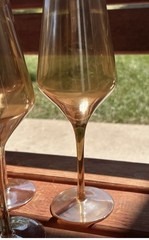 Vintage Estelle Wine Glasses Large Peach Amber Luster Stemmed Set Of3