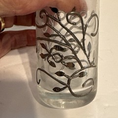 VTG 6 Silver Scroll Tumblers Libbey MCM Highball Cocktail Glasses Embossed