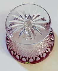 VTG Waterford Crystal Clarendon Ruby Red 6″ Compote Signed Cut to Clear Gift