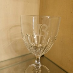 3 RANDOM size ANTIQUE TO VINTAGE GOBLETS monogramed «R» MID CENTURY