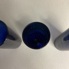 Hand blown Cobalt Blue Tumblers Set Of 4, Swirl