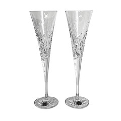 Waterford Classic Crystal Wishes Happy Celebrations Toasting Flute Pair, Clear
