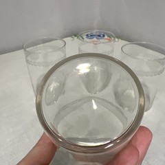 Set of 4 Etched Leaves Design Clear Glass Juice Glasses 3 7/8 Inches Tall