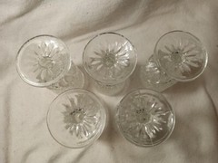 5 Anchor Hocking Wexford Glasses Vintage Diamond Cut Clear Stem 5.25”