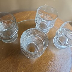 4 Federal DIANA Clear Glass Flat Tumbler 9 Oz Short Ribbed Swirled Glasses