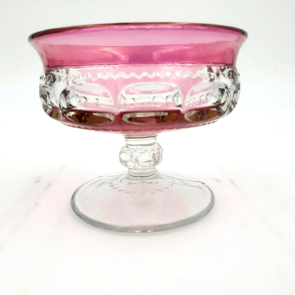 Vintage Tiffin King’s Crown CRANBERRY Glass Flashed Champagne Sherbet Desert