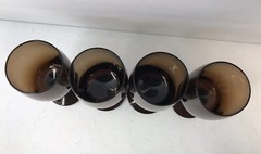Two 2 MCM Gorham Crystal Accent Brown Wine Glasses 6 oz