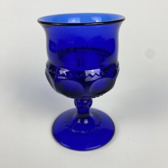 VTG Indiana Glass Cobalt Blue Kings Crown Thumbprint Water Wine Goblet Stemmed