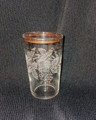 Bartlett Collins Vintage Frosted Grape Vine 22KT Gold Trim 5 Oz Glass Tumbler