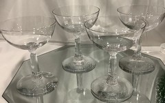 Fostoria Mademoiselle 4.75” Champagne Plain Bowl Ribbed Stem – Set of 4