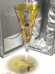 WATERFORD 2014 SNOWFLAKE WISHES 4th ED. PEACE CHAMPAGNE TOASTING FLUTE AMBER