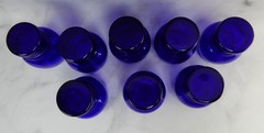Eigth Imperial Glass Shaeffer Cobalt Blue Tumbler Glasses w/ Platinum Silver