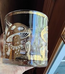 Culver 22K Gold Mushroom Lowball Drinking Glass MCM