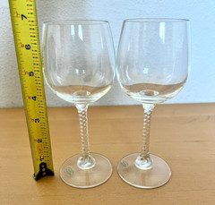 Vintage 24% Full Lead Crystal Wine Glass Set of 2 Glasses Made in USA