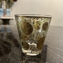 3-Vtg Culver MCM 22K Gold Coins & Ivy Lowball Whiskey Barware Glasses 4″
