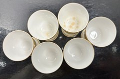 6 Antique Royal Worcester Sepia Daisies Small Pedestal Goblets Aesthetic Cordial