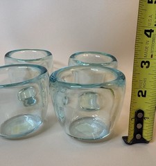 Crate & Barrel Handblown Tumbler Shot Glasses Set of 4 3″ Tall Glossy Clear