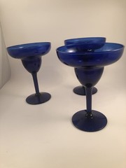 Pier 1 P1C13 Cobalt Blue 3–7 oz Margarita Glasses 6″ Retired
