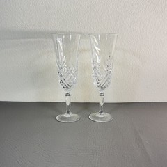 Cristal d’Arques Masquerade Crystal Champagne Flutes Set of 2 France 8.5″