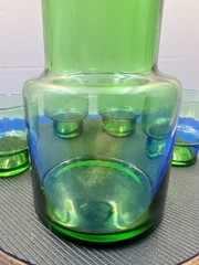 MCM Green Cocktail Pitcher Set Mid Century Modern With Four Glasses Italy?