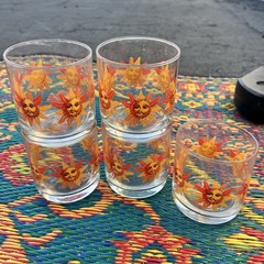 Vintage Libbey Glasses Celestial Sun Clear Glass Rare Set Of 5 Tumbler LowBall