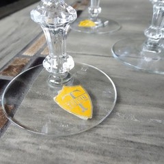 Set of 5 Tiffin USA Etched Glass FUCHSIA Liquor Cocktail Goblets Stemware