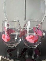 Flamingo Low Ball Glasses Retro Barware Retro Many USES Must SEE