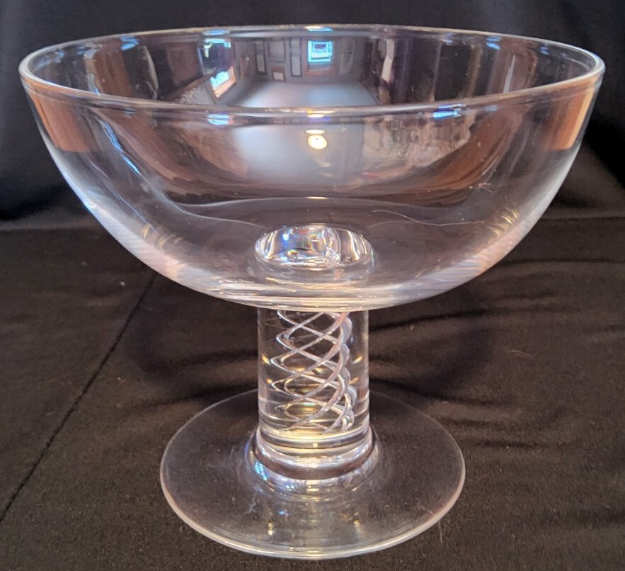 Steuben «8011» Crystal Sherbet Wine Goblet Air Twist Stem 4 3/8 » Signed