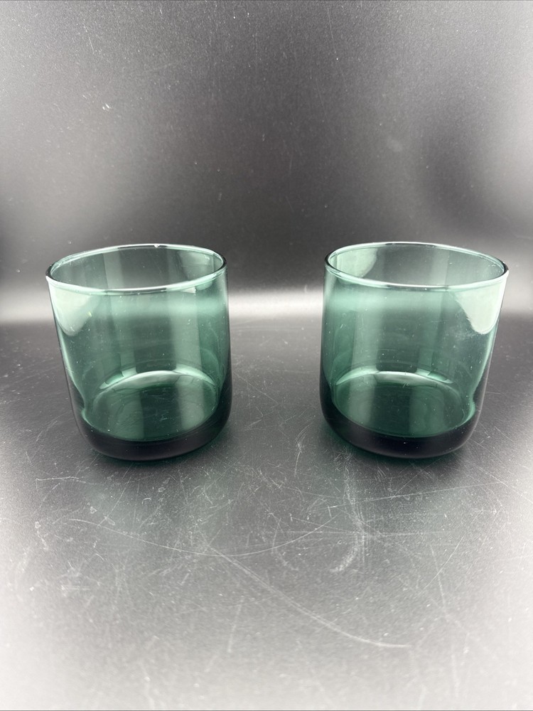 2 VTG Libbey Metropolitan Juniper Green On the Rocks Cocktail Lowball Glasses
