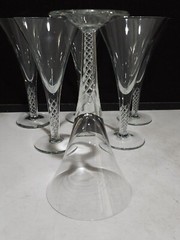 SET OF 6 -Vintage Clear Glass 8.5″ Air Twist Helix WATER Glasses