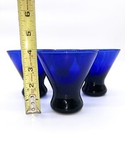 Libbey Set of 4 Cobalt Blue 4” Lowball Stemless Cocktail Martini Glasses Barware