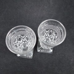Set Of 2 Imperial Cape Cod Clear Square Footed Juice Glasses Vintage 5.25″ High