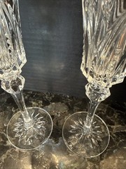 Cristal D’Arques Durand Vincennes Champagne Flutes Glasses Crystal 10″ Tall (2)
