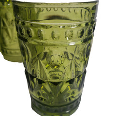Vintage Indiana Colony Park Lane Juice Cups Avocado Green 4″ Glasses Set of 4