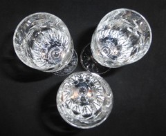3 pc Rogaska Crystal COUNTRY GARDEN Champagne Flutes Mimosa glasses signed 8.75″