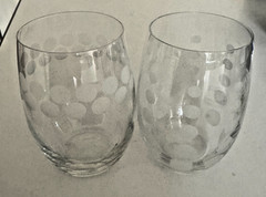 2 MIKASA STEMLESS CRYSTAL WINE GLASSES CHEERS 11 oz. – 4 1/4 INCHES EXCELLENT
