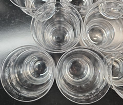 8 Stuart Crystal Dash Dot Tumblers Set Depression Clear Cut England Antique Lot