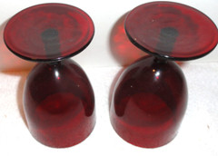 VINTAGE RUBY RED WATER GOBLET Set of 2 abt 5 1/4 x 3 1/8 in Anchor Hocking??