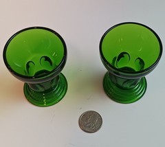 VTG Moondrops Dark Green New Martinsville Depression Glasses Set Of 2