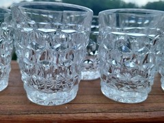Lot of 8 Fostoria American Shot Glasses Whiskeys Elegant Barware Lead Crystal