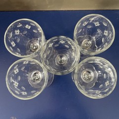 Vintage Criss Cross And Punties Cordial Glasses By Standard Glass set of 5
