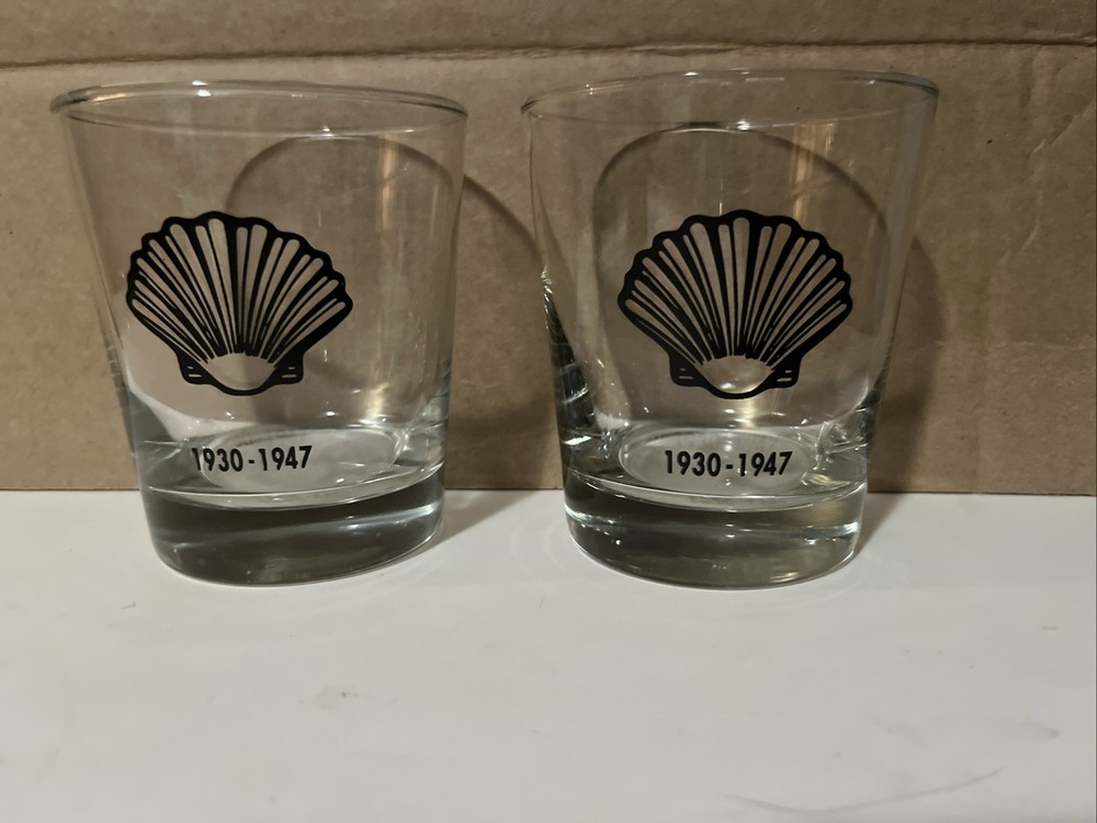 vintage Shell Gas drinking glasses Set Shell Clam Logo 1930-1947 Very Rare