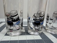 Vintage MCM Gay Fad Atomic Calypso Bongos Set of 3 Glasses 5 1/2″