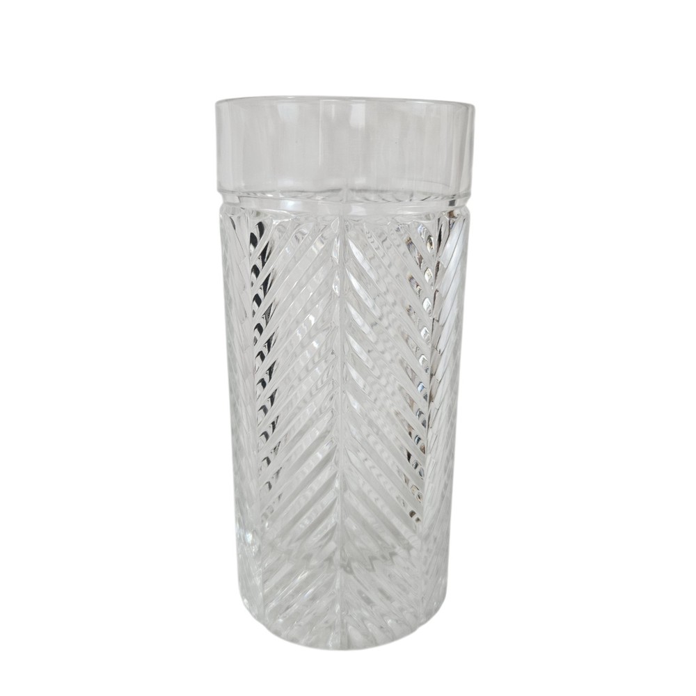 Vtg 90s Ralph Lauren Herringbone Crystal Highball Glass 6.25″ See Description