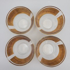 Vtg Set Of 4 Signed Culver 22k Gold Glass Fruit/Snack Bowls Florentine Pattern