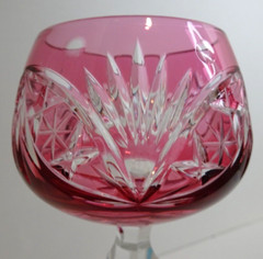 Nachtmann Wine Goblet Cranberry Pink Cut to Clear Crystal 7 3/4″ tall