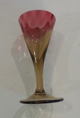 ANTIQUE AMBERINA AMERICAN ART GLASS CORDIAL «INVERTED THUMBPRINT», c. 1880’s